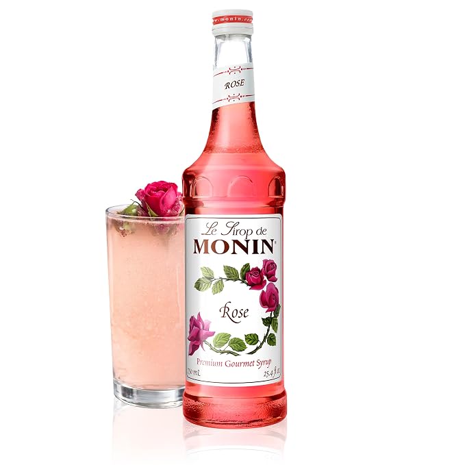 Monin - Rose Syrup, Elegant and Subtle, Great for Cocktails, Mocktails, and Soda, Gluten-Free, Non-GMO (750 ml) by Monin
