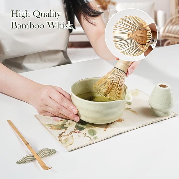 Matcha Whisk Set, 8 PCS Matcha Bowl Set with Whisk and Tea Scoop - Traditional Matcha Kit for Authentic Matcha Preparation, Perfect for Gift