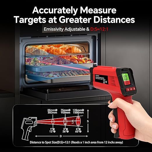 Digital Infrared Thermometer Gun for Cooking,BBQ,Pizza Oven, Infrared Thermometer Laser with Backlight,-58℉~1022℉(-50℃~550℃) Handheld Non Contact Heat Laser Temperature Gun (Not for Human)