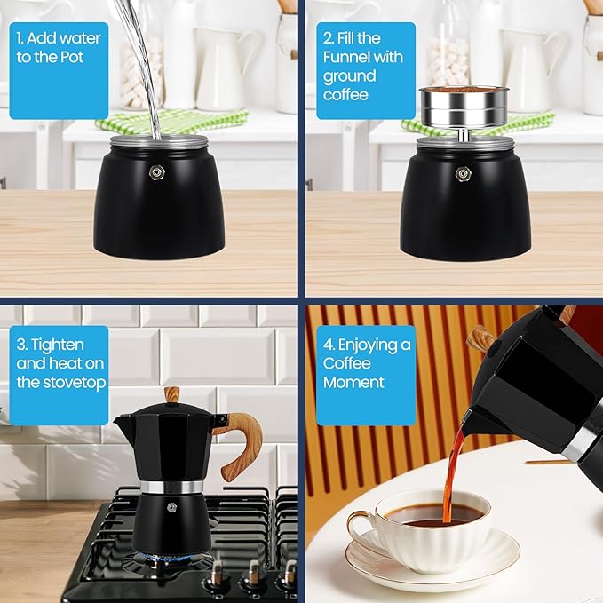 9 Cup Moka Pot Aluminum 450ml Italian Coffee Maker Stovetop Espresso CoffeeMakers Mocha Pot Percolator for Electric Ceramic Stove Classic Greca Cafe Makers Portable for Easy Brewing