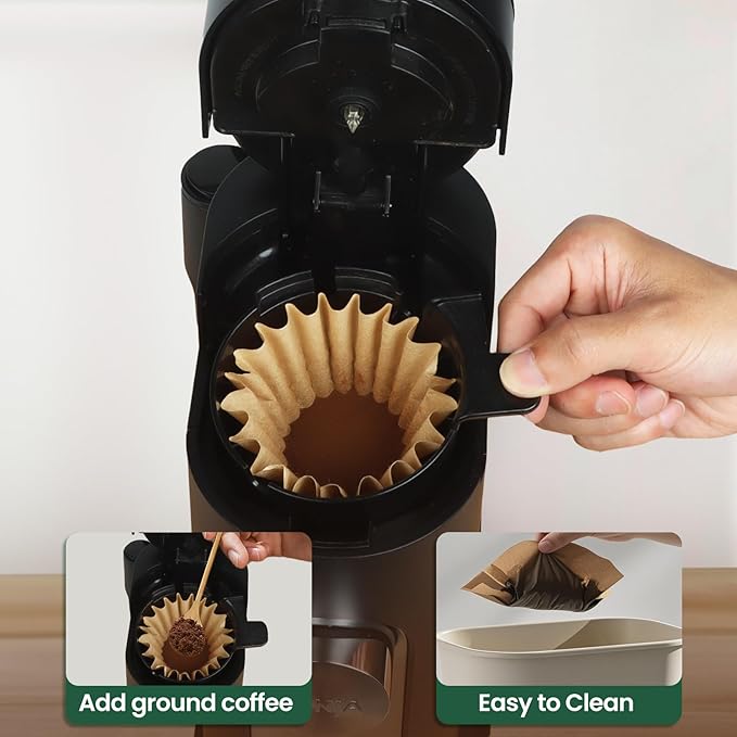 Disposable Coffee Filters for Ninja PB051 PB041 Pods and Grounds Single Serve Coffee Maker, 150PCS Coffee Paper Filter for Ninja Coffee Maker, Unbleached