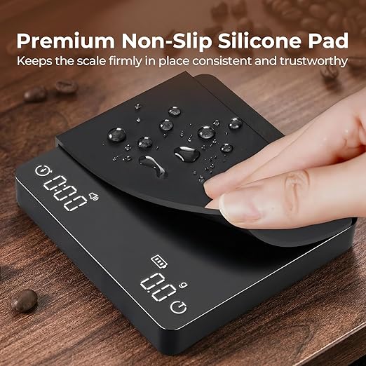 Mini Coffee Scale with Timer, USB-C Rechargeable Espresso Scale 2kg/0.1g High Precision Scale for Espresso & Pour-Over Coffee, Auto Timing, Water Ratio, Portable Digital Coffee Scale (Black)