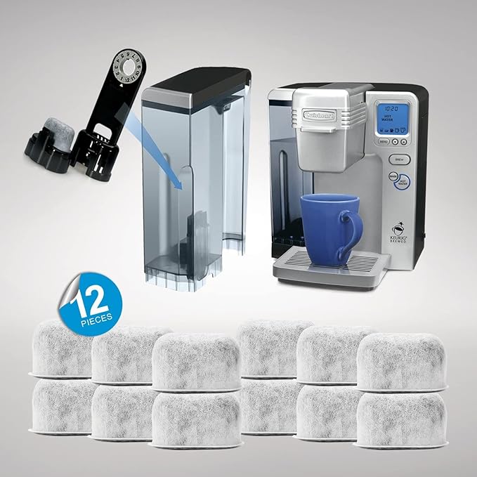 12 Pack Replacement Charcoal Water Filters for All Cuisinart Coffee Machines - Cuisinart Compatible (NOT KEURIG) Filters Fit Both Newer & Older Models Cuisinart Coffee Makers