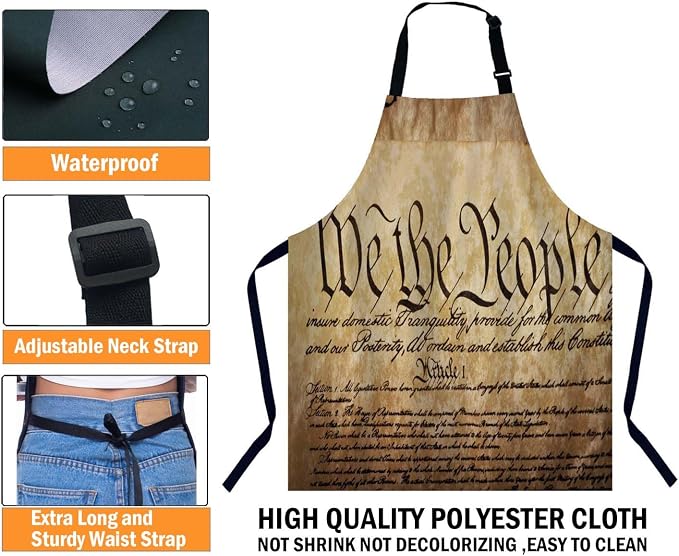 The Constitution for the United States of America Apron for Women Men, Adjustable Apron Cooking Kitchen Chef Apron for Home Kitchen, Baking Gardening BBQ, Coffee House, Restaurant - Image 3