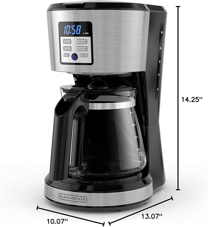 BLACK+DECKER 12-Cup Programmable Coffee Maker, Stainless