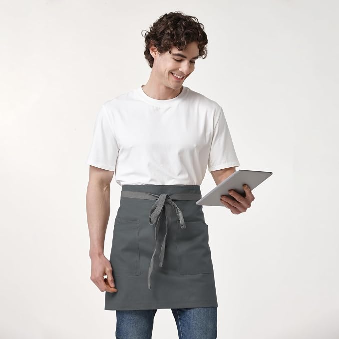 Waist Apron for Men Server Bistro Half 4251BY | Adjustable Half Bistro Apron for Waiters Bartenders, Polyester Cotton Canvas, Durable & Comfortable - Image 3