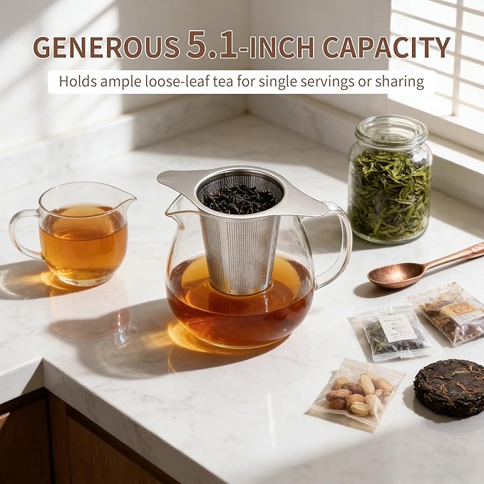 Tea infuser,Stainless Steel Tea Steeper and Strainer, Tea Strainers for Loose Tea - Reusable Durable Infuser for Brewing Tea and Coffee