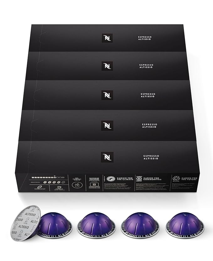Nespresso Capsules Vertuo, Altissio, Medium Roast Espresso Coffee, 50 Count Espresso Pods, Brews 1.35oz.