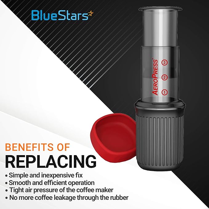 BlueStars Plunger Rubber Gasket Replacement Part Compatible with AeroPress Coffee and Espresso Maker (2pc)