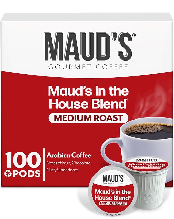 Maud's Medium Roast Coffee Pods, 100 ct, Single Serve Pods – 100% Arabica Coffee, Compatible with Keurig K Cups Maker by MAUDSCOFFEETEA