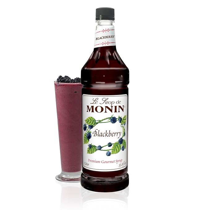 Monin - Blackberry Syrup, Delicious Berry Flavored Syrup, Cocktail Syrup, Authentic Flavor Drink Mix, Simple Syrup for Iced Tea, Lemonade, Cocktails, & More, Clean Label, Gluten-Free (1 Liter) by Monin
