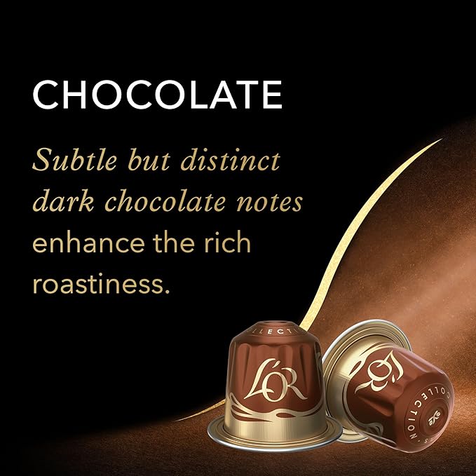 L'OR Espresso Capsules, 10 Count Chocolate, Single-Serve Aluminum Coffee Capsules Compatible with the L'OR BARISTA System & *Nespresso Original Machines, 10 Count (Pack of 10)