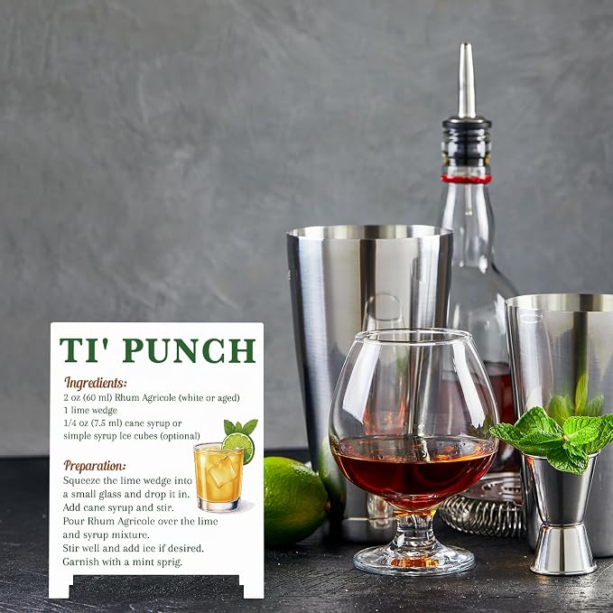 Ti' Punch Recipe Rustic Bar Decor for Home Cafe Farmhouse Cocktail Sign for Kitchen Bar Cart Accessories Mixology Christmas Gift for Bartender Men Women New Couple - 5.59 x 4.33 inch Acrylic Sign - Image 4