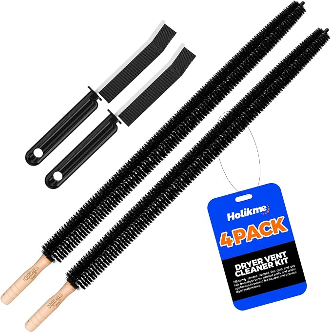Holikme Dryer Vent Cleaner Kit 2 Pack - Household Cleaning Supplies,Long Flexible Refrigerator Coil Brush Radiator Brush,Dryer Lint Brush Home Essentials for Lint Trap Dust Vacuum Brush by Holikme