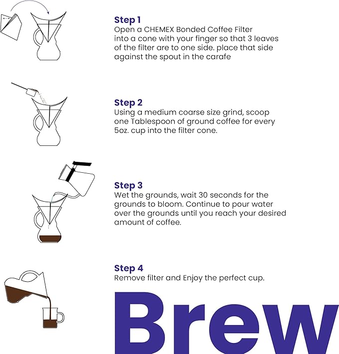 Chemex Bundle - 8-Cup Glass Handle Series - 100 ct Square Filters - Exclusive Packaging