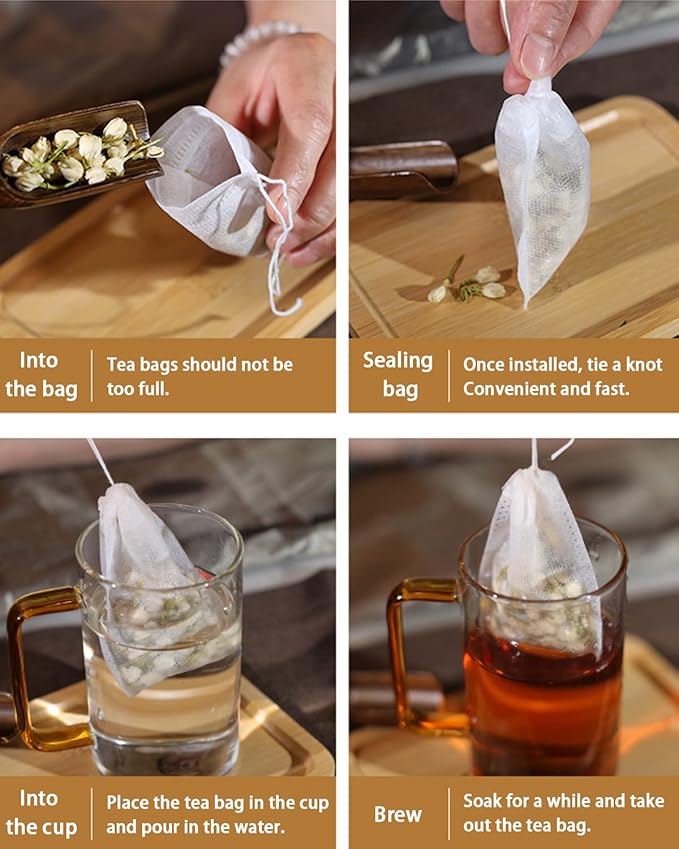 400pcs Disposable Tea Bags for Loose Leaf Tea With Free Tea Spoon - Filter Bags for Coffee, Spice, Herbs (QS218)