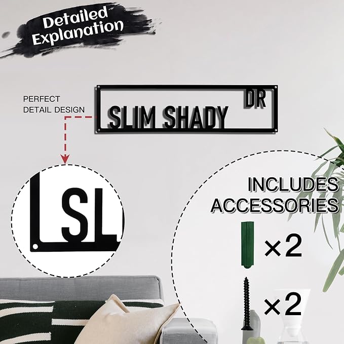 Metal Wall Art Decor Slim Shady Dr Metal Signs Street Sign with Letter for Bar Home Man Cave Cafe 16 x 4 Inches - Image 3