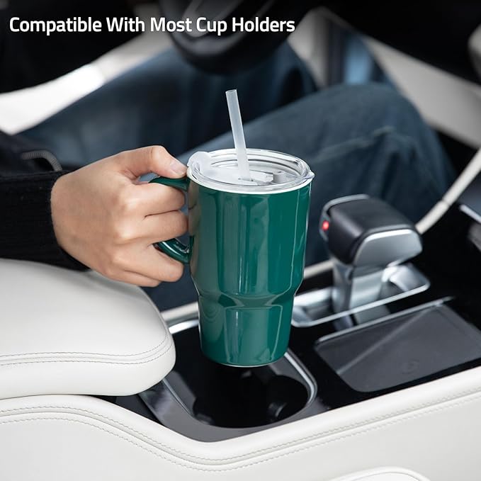 Sweejar Ceramic Tea Cup with Lid, 16 OZ Portable Coffee Mug, Dishwasher Safe Travel Mug with Infuser, Reusable Teacup for Car Cup Holder, Tea Lovers(Jade)