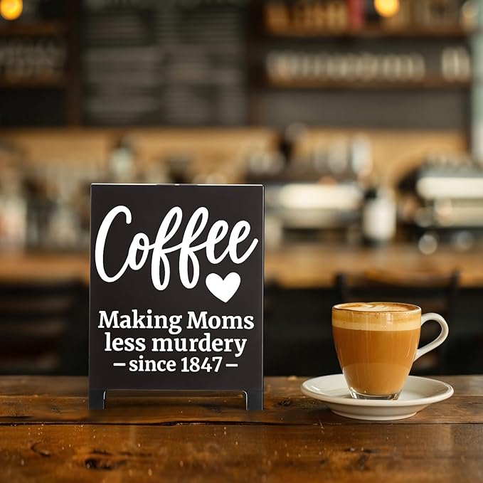 Coffee Bar Accessories Decor: Black Coffee Station Corner Decorations Sign for Kitchen Office Shelf Tabletop