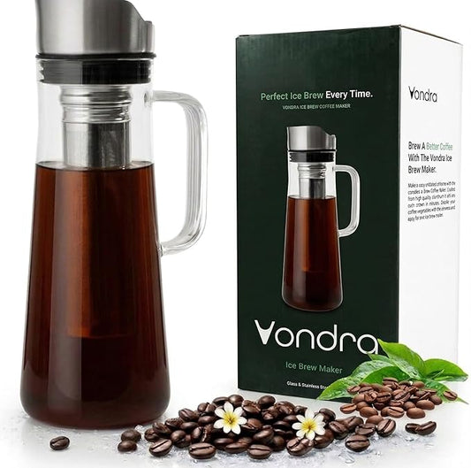 ANGORA BRANDS Cold Brew Coffee Maker & Iced Coffee Brewer – Sleek, Durable Home Cold Brew Kit for Rich, Smooth Iced Coffee by Vondra