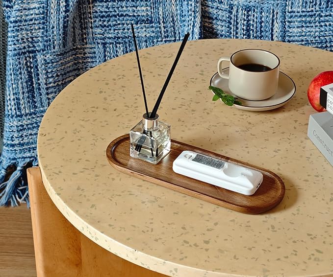 Small Wooden Oval Tray (11.3 x 4.1 inch) 6 Pack, Mini Serving Tray for Coffee Tables, Dessert, Snack, Fruit, Acacia Wood Platter for Vegetable, Decor Restaurant