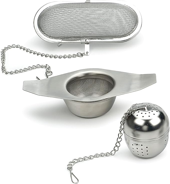 RSVP International Endurance Kitchen Collection Stainless Steel Mesh Floating Spice Infuser for Soups, Stews or Large Tea Pot, Jumbo Oval, 4.25x1.75"