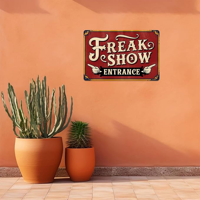 Freak Show Metal Sign Vintage Clown Circus Tin Sign for Home Bedroom Kitchen Bar Garage Cafe Dorm Bathroom Wall Decor 8 x 12 In - Image 3