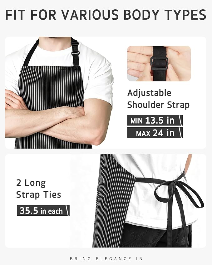 Syntus Chef Apron for Men Women with Pockets, Thick Grilling BBQ Apron | Machine Washable, Thick & Soft, Full Coverage, Adjustable Strap, Long Ties, 2 Pockets, Multi-Purpose, BBQ, Gift - Image 4
