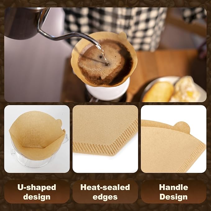 250 Count #2 Coffee Filters 2-4 Cup, Premiun Unbleached Natural Coffee Paper Filters, No Blowout, Disposable Coffee Filter Cone Paper for Pour Over and Drip Coffee Maker