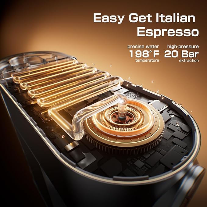 Espresso Machine, 20 Bar Compact Espresso Coffee Machine with Milk Frother, Stainless Steel Coffee Maker with 44oz Removable Water Tank & Fast Heat System for Cappuccino, Latte