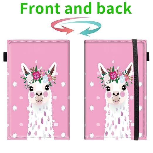 Server Books for Waitress, 5x9 Inch Waitstaff Server Order Pads, 11 Large Pockets, Cute PU Leather Waitress Book Server Wallet with Elastic Band Fit Server Apron,Llama with Flower Crown - Image 2