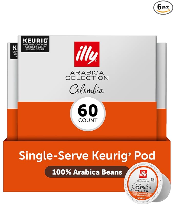 illy Coffee K Cup, Pods for Keurig Machines, Colombia Single Origin Roast, 100% Arabica, Premium Italian Coffee, 10 Count, 6 Pack