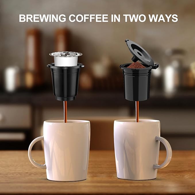 Small Single Serve Coffee Maker for K Cup and Ground Coffee, Fast Brew One Cup Coffee Machine with Descaling Reminder and Water Window, 6 to 12 oz. Brew Sizes, Black
