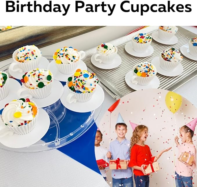 Evelots Baking Cupcake Molds - Silicone Teacup Set - 48 Pc Set - Oven-Safe - Nonstick - Muffin Cups for Bridal/Baby Shower, Birthday/Tea Party - 24 Cups & 24 Saucers - BPA Free