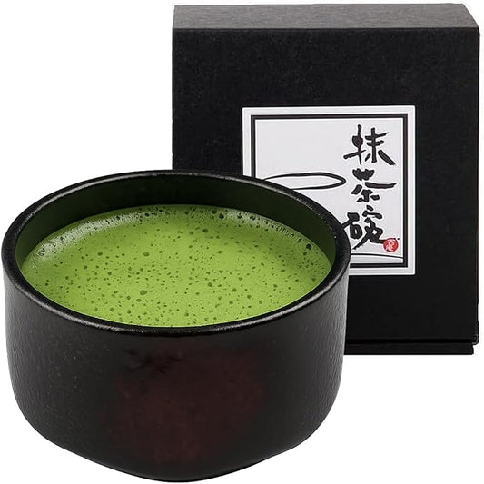 JapanBargain, Japanese Matcha Bowl Chawan Porcelain Tea Bowl for Green Tea Ceremony, Black/Red, Made in Japan