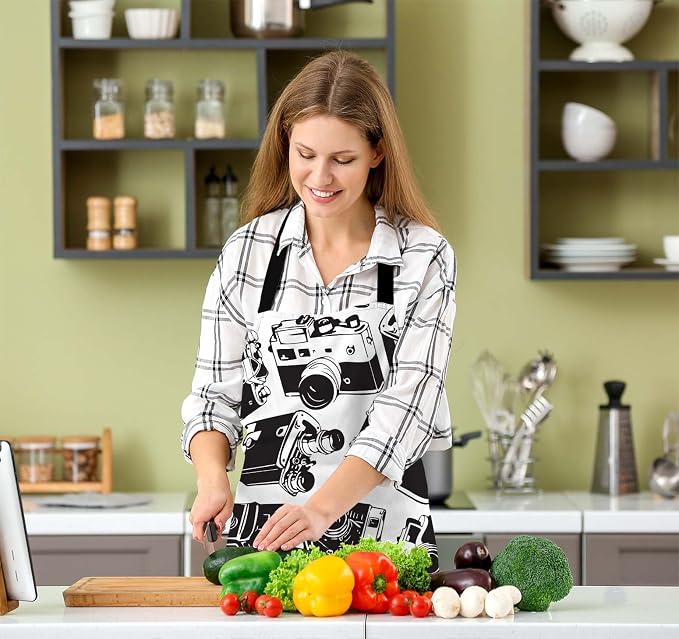 Old Camera Apron Adjustable Neck Bib Apron for Men Women,Suitable for Kitchen Cooking Waitress Chef Apron - Image 5