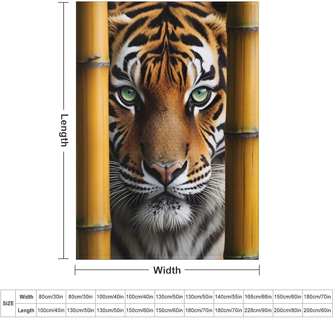 Beautiful Tiger Bamboo Eye Nose Super Soft Throw Blanket, Rustic Whisker Orange Flannel Fleece Decorative Throw for Sofa Couch Bedroom Decor Outdoor Use 30"x40"