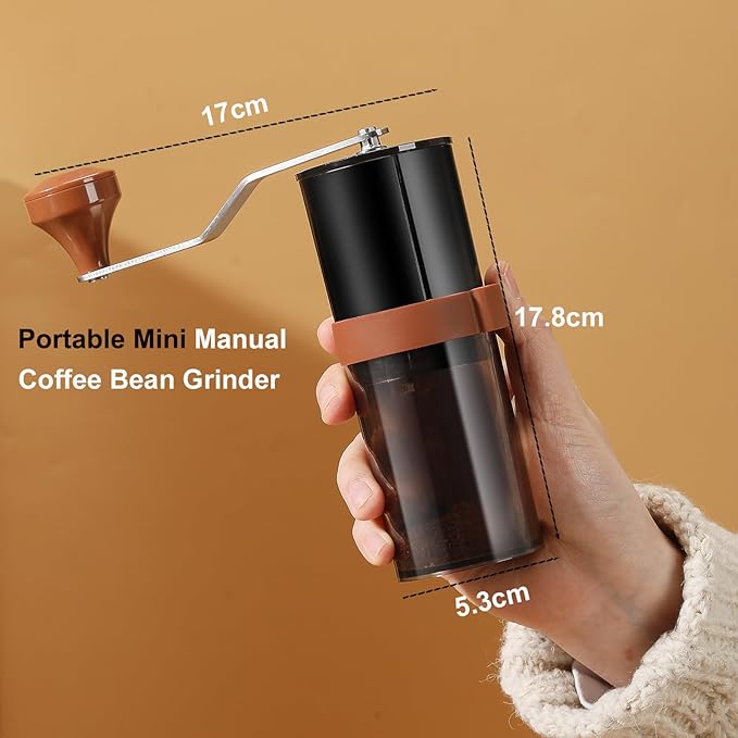 Manual Coffee Grinder with Internal Adjustments, 30g Capacity Hand-Crank Bean Mill, Portable Conical Burr Grinder for Espresso, Pour Over, French Press, Travel/Camping/Office