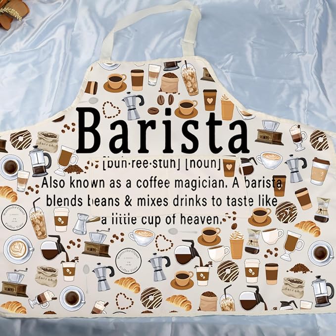 UJIMS Coffee Barista Gifts Barista Baking with Pockets Adjustable Apron Coffee Lovers Gifts Coffee Themed Gifts - Image 6