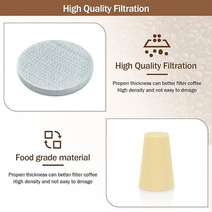 Reusable Coffee Filters Compatible with Toddy Cold Brew Maker - Washable Filters & Stoppers for Cold Brew System, Works with Mason Jars, Carafes, Jugs (10 Filters & 12 Stoppers)