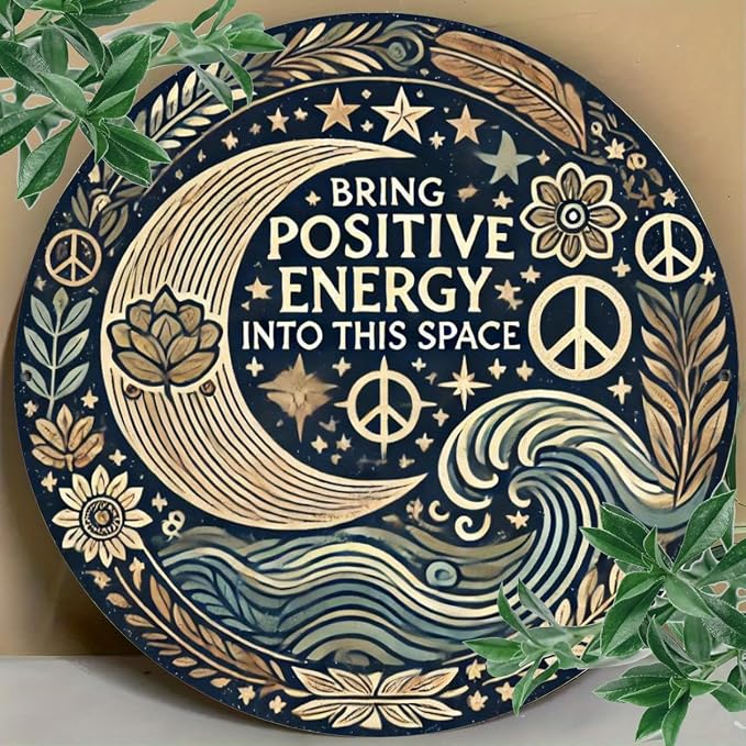 1pc Positive Energy Iron Wall Art, 7.8 Inch Aluminum Foil Carved Decorative Sign for Home, Restaurant, Bar, Cafe, Courtyard, Garage - Mindful Decor - Image 5