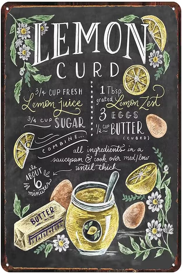 Vintage lemon curd Tin Sign - Retro Food Metel Sign - Wall Decor wall sign for Kitchen Bakery Cafe Restaurant by TREEPERI