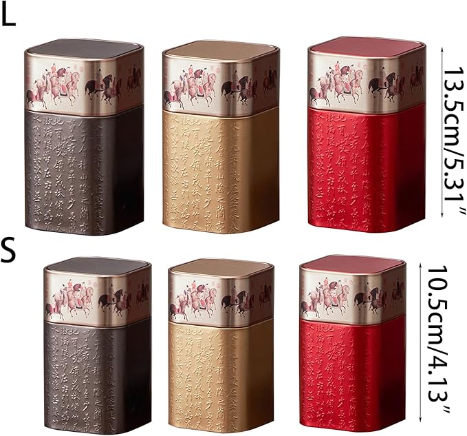 Tea Packagings Box Empty Tea Tin Can Square Tinplate Containers For Loose Tea Coffee Candy Cookie Spices Square Tinplate Can Tea Room Decoration Accessory, youth large / 11-13