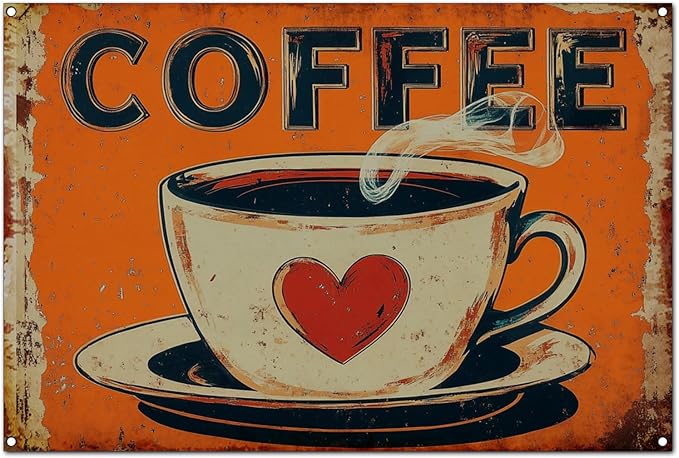 Funny Vintage Coffee Lovers Tin Sign Collection Wall Art – Retro Wall Decoration For Cafe Bar/Garage/Man Cave/Kitchen, 8x12 Inches (I, 12X8X0.08 IN) by Unknown