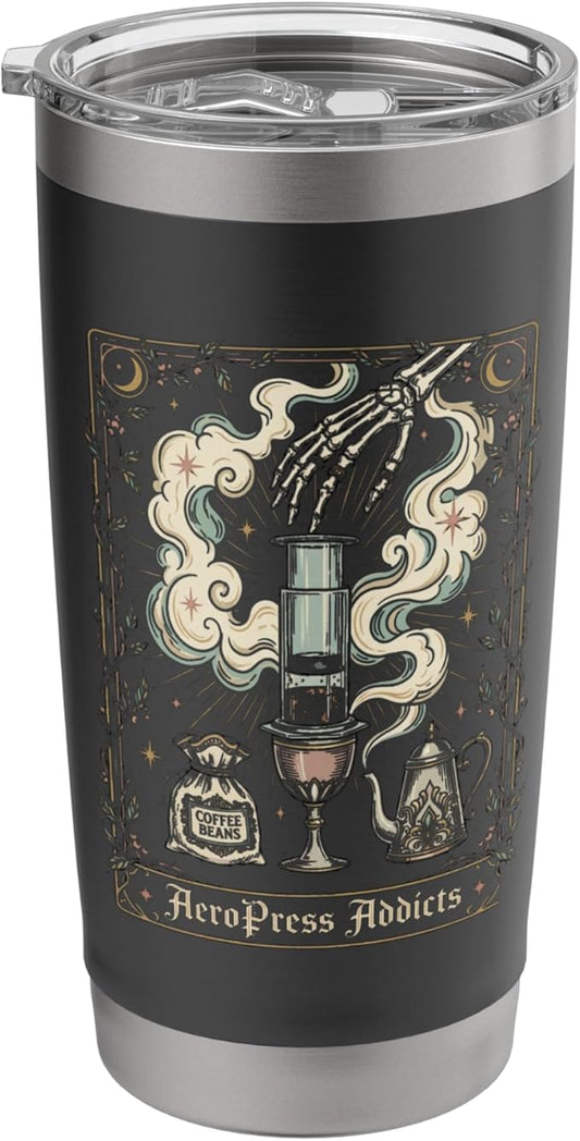 Gothic AeroPress Coffee Shirts Mystical Coffee Brewing Scene Stainless Steel Insulated Tumbler