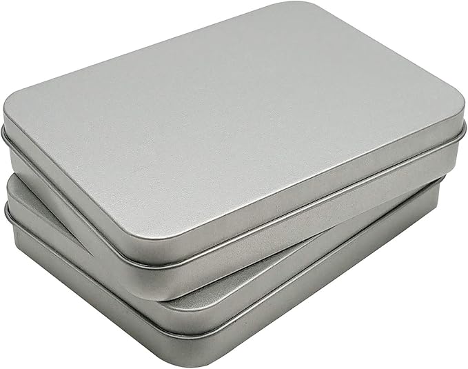 12 Pcs Metal Hinged Tin Box Container Mini Portable Small Storage Container Kit Tin Box Container, Home Storage 4.5x3.3x0.9 Inch