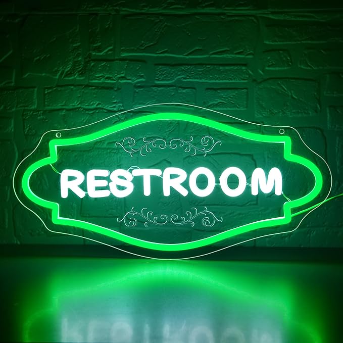 Restroom Neon Sign for Wall Decor Dimmable Toilet Neon Light for Home Bathroom LED Light for Commercial Space Birthday Gift for Bar Owners Home & Hospitality Hosts Size 16.5 * 8.1in(GLNP131)