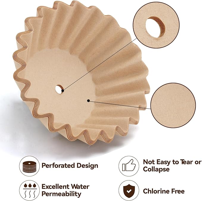 Percolator Coffee Filters Compatible with Presto Coffee Percolator Electric, 200 Pcs Perforated Wavy Design Filter Paper for Presto 12 Cup Moss & Stone 10 Cup