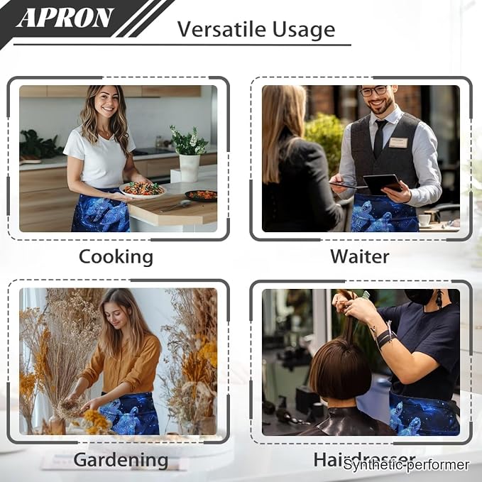 Waist Apron with 3 Pockets Waterproof 13 Inch Short Half Waist Aprons Women Men Server Aprons Waitress Waiter Apron - Image 5