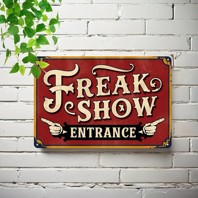 Freak Show Metal Sign Vintage Clown Circus Tin Sign for Home Bedroom Kitchen Bar Garage Cafe Dorm Bathroom Wall Decor 8 x 12 In - Image 6